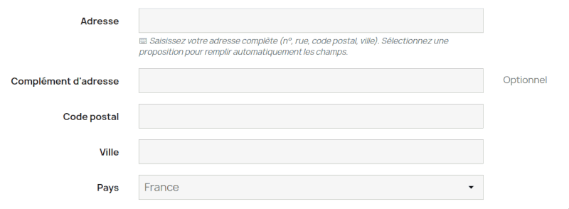 Démonstration autocomplétion d'adresse PrestaShop