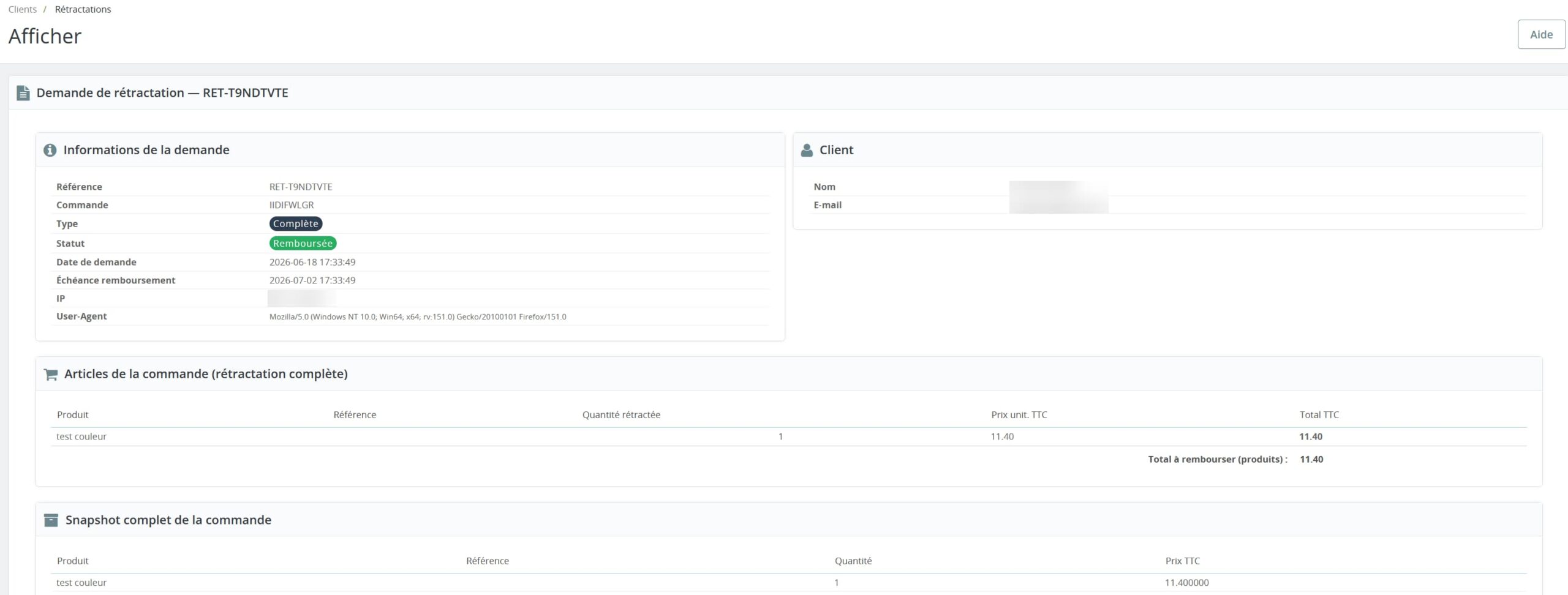 Module PrestaShop Droit de rétractation en ligne – Conforme obligation 19 juin 2026 – Image 3